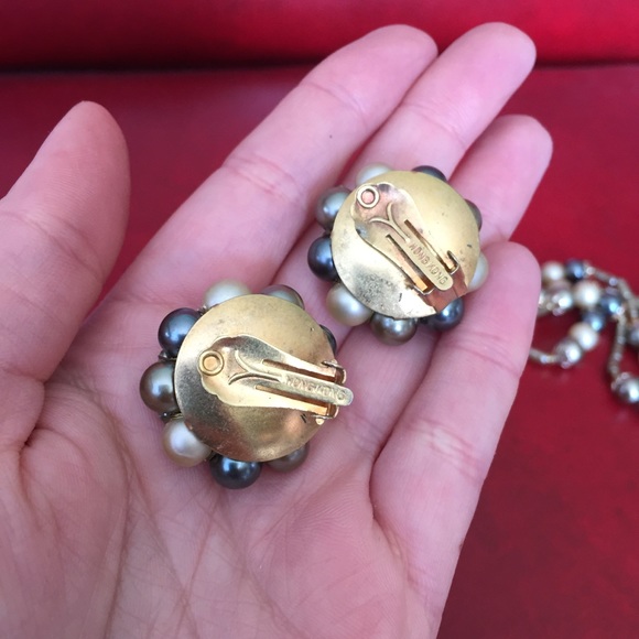 Vintage Jewelry Set Necklace & Earrings Faux Pearl - Multi-Strand Beads - Picture 6 of 7